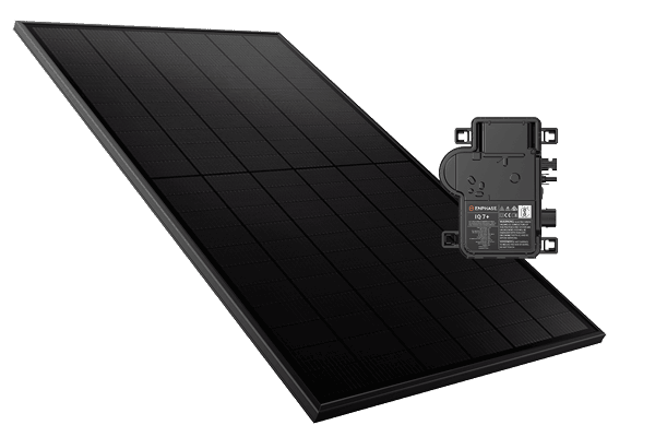 Enphase IQ8 Microinverter in from of Solahart Silhouette Solar Panel