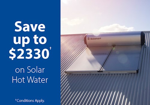 save up to $2330 on solar hot water