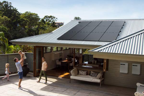 Solahart Silhouette solar power system and battery system installed at home